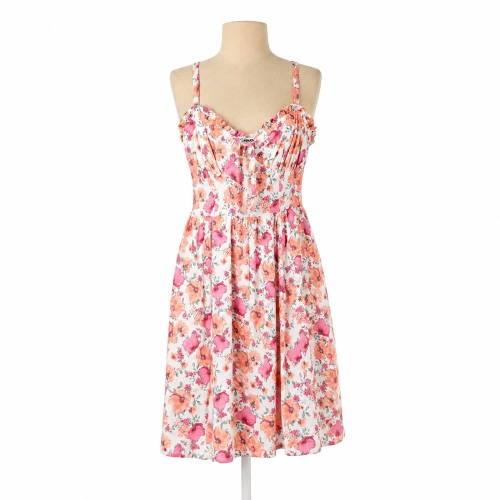 Floral Fairy Ruffle Mini Dress Size XS Pink Sleeveless Coquette‎ Romantic Poppy